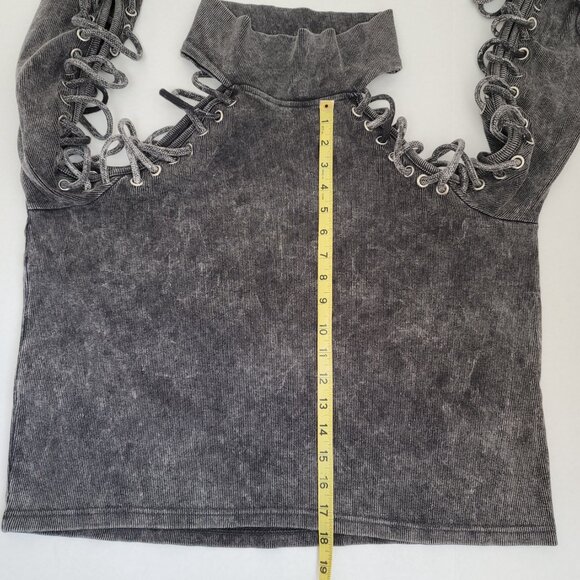 Missguided Women's Gray Washed Extreme Lace Up Turtleneck Sweatshirt Size US 4 - Picture 15 of 16